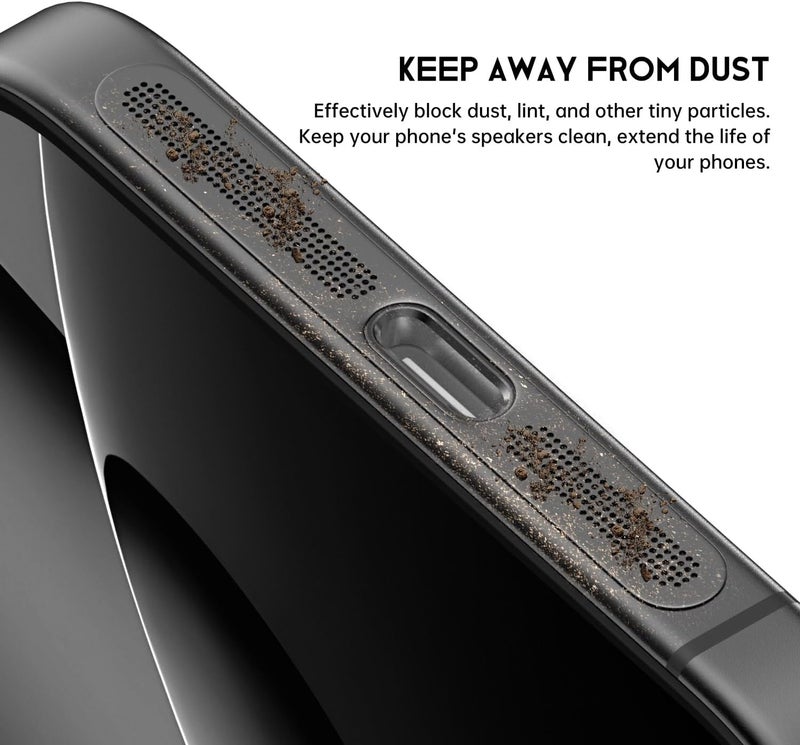 CaseBuy غطاء مكبر صوت مضاد للغبار متوافق مع آيفون 17، آيفون 16 برو/ 16 برو ماكس (أسود) - 8 قطع - Image 2